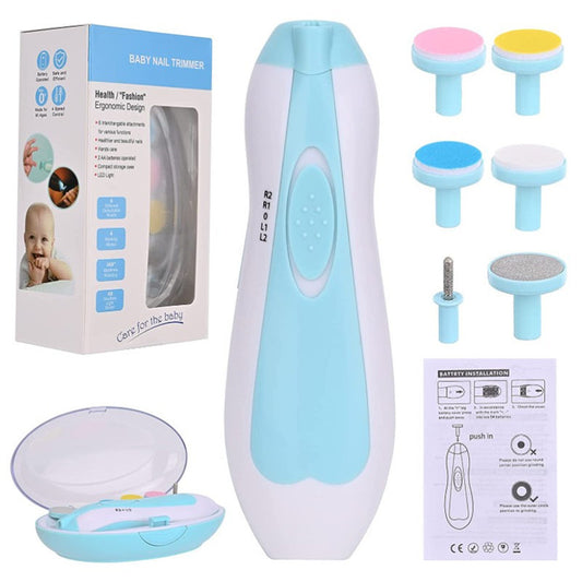 Electric Baby Nail Trimmer with 6 Filing Heads