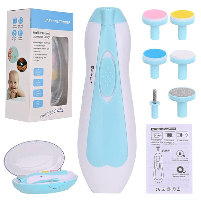 Electric Baby Nail Trimmer with 6 Filing Heads