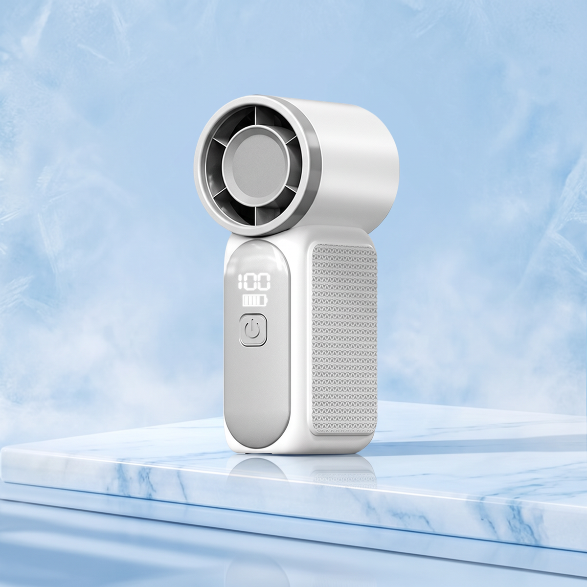 Compact USB Rechargeable Handheld Fan with Digital Display