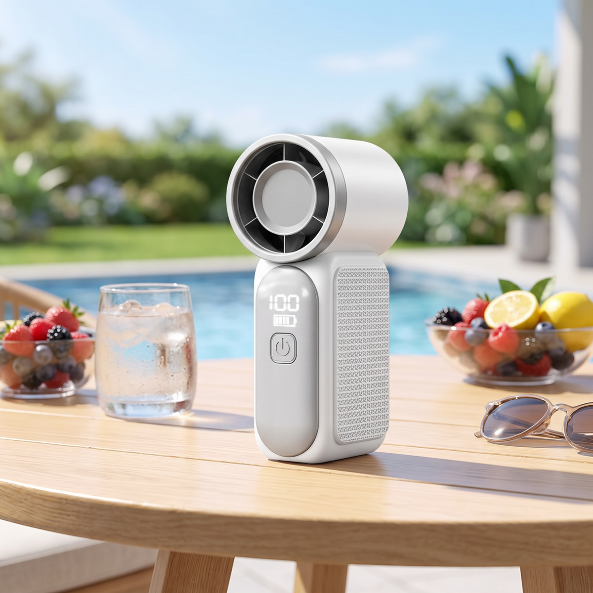 Compact USB Rechargeable Handheld Fan with Digital Display